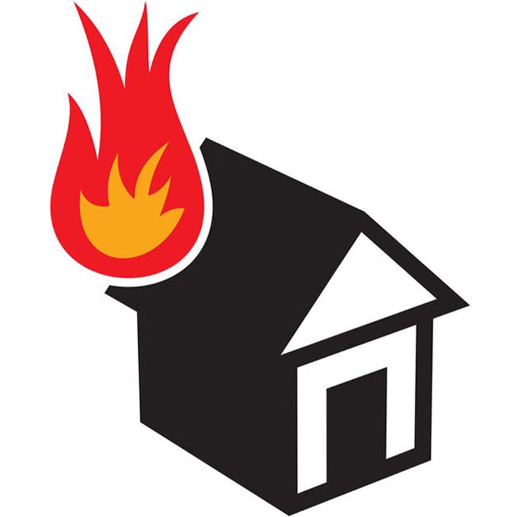 icon of a house on fire